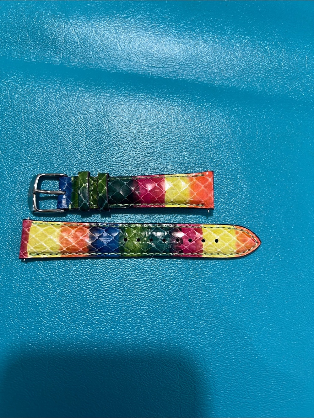 Michele Multicolor Rainbow Snakeskin Leather Watch Strap 18mm